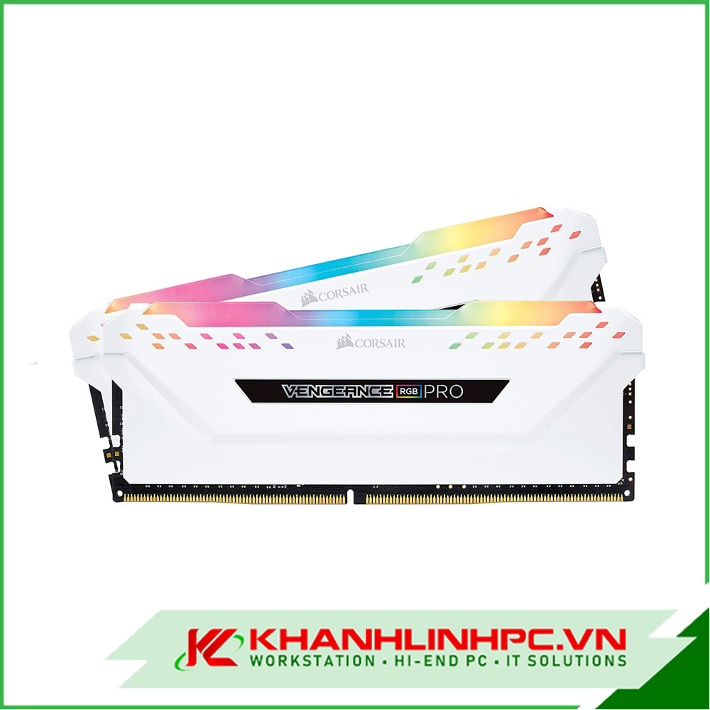 Bộ nhớ ram gắn trong Corsair DDR4 Vengeance RGB PRO Heat spreader,RGB LED, 3200MHz, CL16, 16GB (2x8GB) trắng