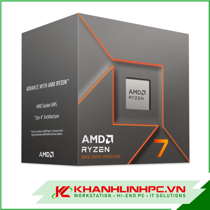 CPU AMD Ryzen 7 8700F (4.1 GHz up to 5.0 Ghz/ 8 nhân 16 luồng / L3 Cache 16MB/ 65W)