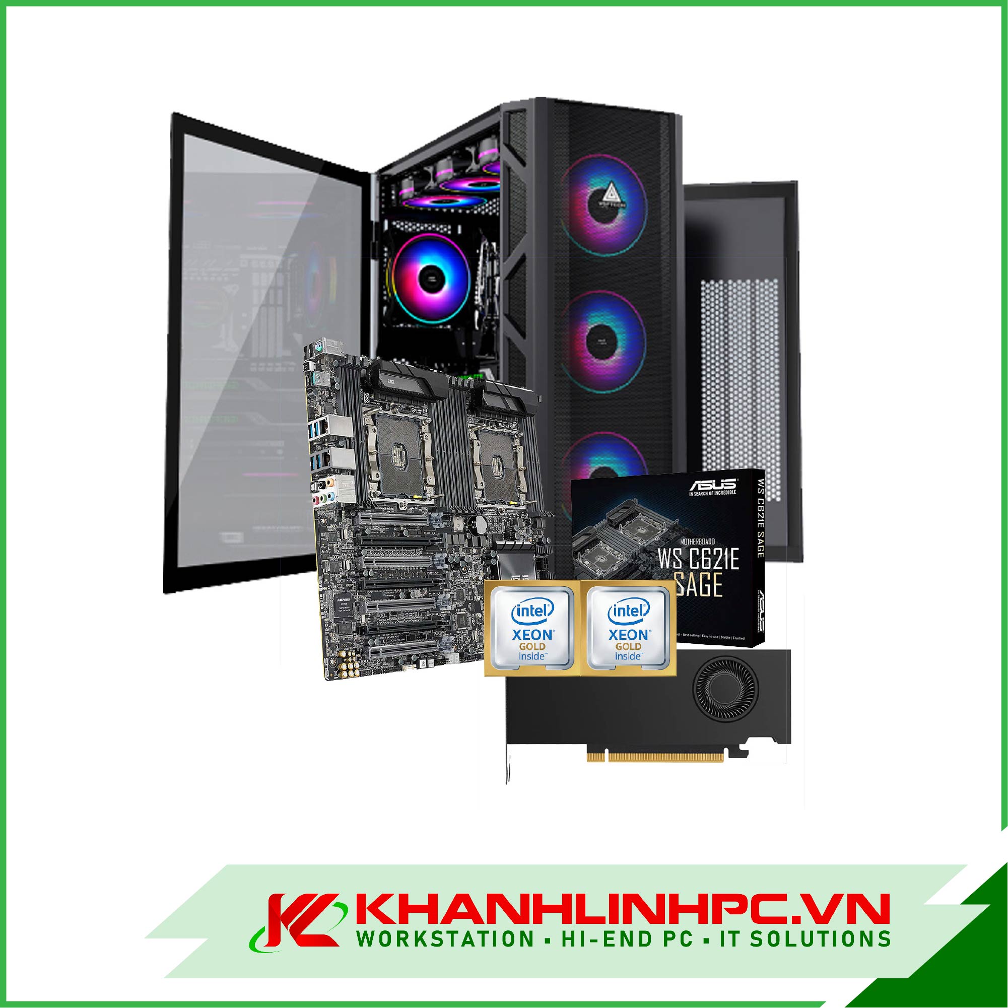Bộ PC Workstation Dual Xeon 2678 V3 / 32GB RAM / GTX 1650 4GB