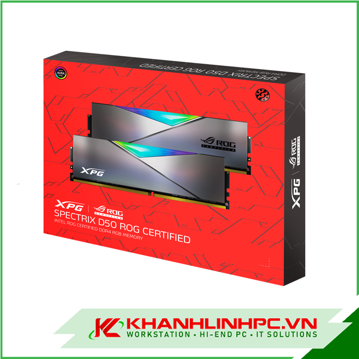 RAM DDR4 ADATA XPG SPECTRIX D50 ROG Certified RGB 32GB (2X16GB) Bus 3600MHz - (AX4U360016G17H-DC50R)