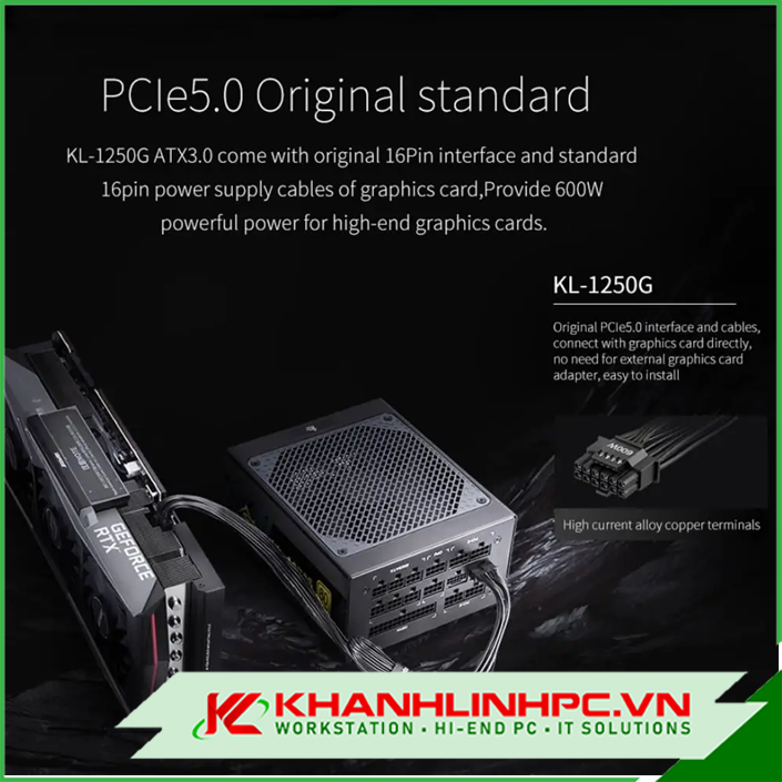 Nguồn Máy Tính Segotep KL1250G 80plus Gold Power Supply ATX3.0 Active PFC PCIe 5.0 JPN Capacitors I-Stop For RTX 4090
