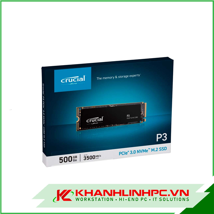 SSD Crucial P3 500GB NVMe 3D-NAND M.2 PCIe Gen3 x4 (CT500P3SSD8)