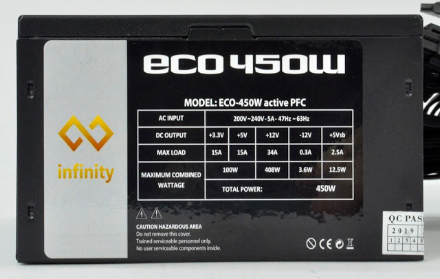 Infinity ECO 450W 80Plus Single Rail – True Power