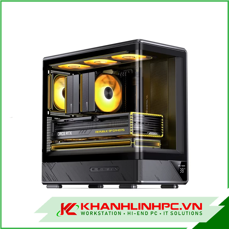Case JONSBO D200 Black ( MATX, Màu Đen, Kính Cong)