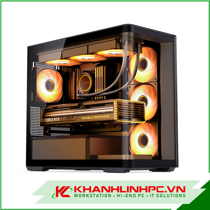 Case JONSBO D300 Black ( MATX, Màu Đen, Kính Cong)