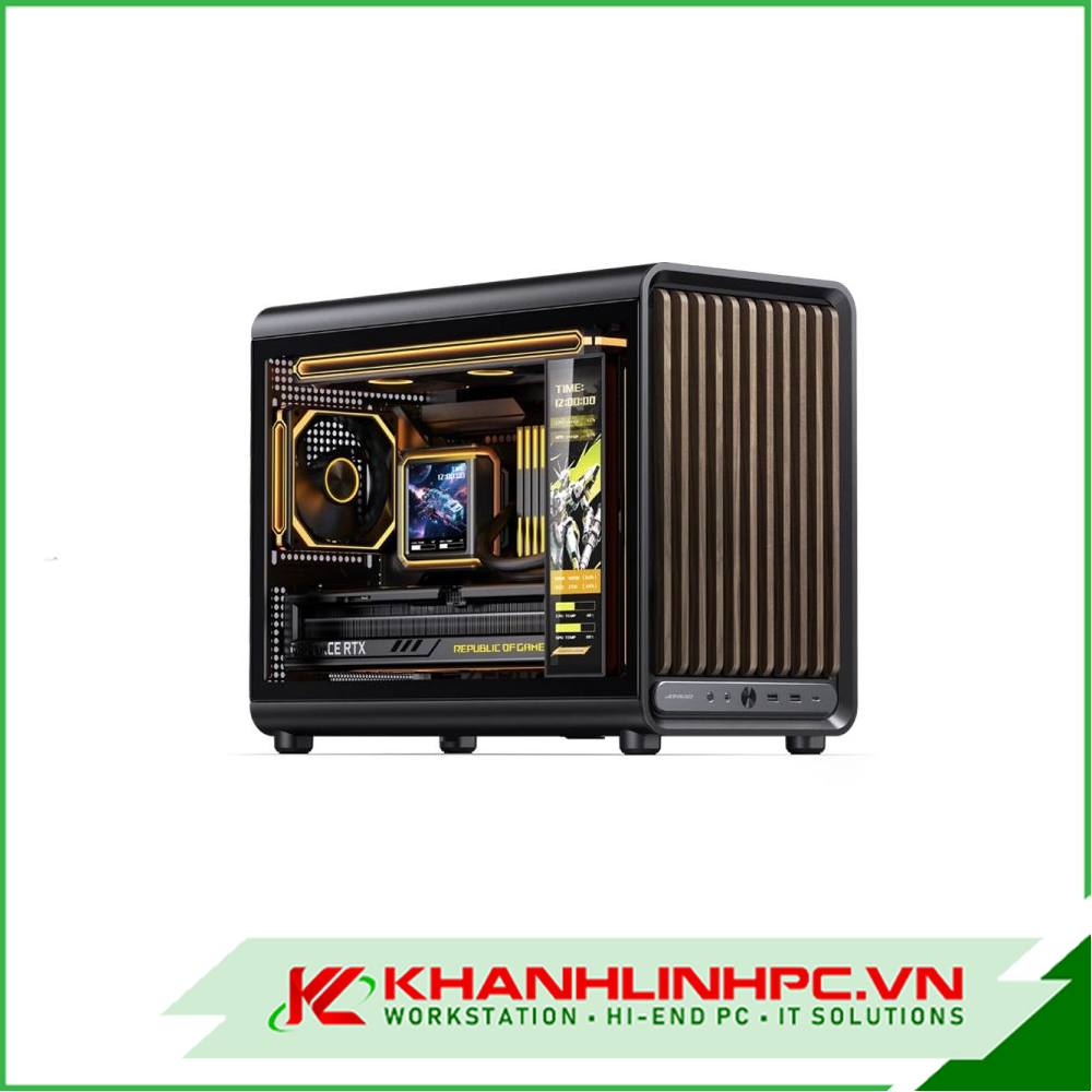 case pc jonsbo d33 wood black – mini tower m-atx, vga 435mm, aio 360mm