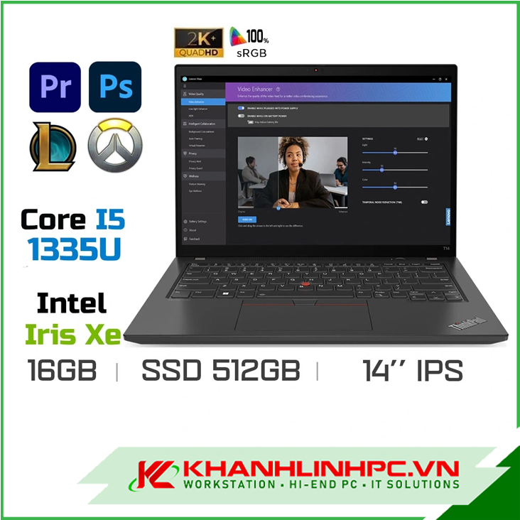 Laptop Lenovo ThinkPad T14 Gen 4 21HD006BVA (i5-1335U, Iris Xe Graphics, Ram 16GB DDR5, SSD 512GB, 14 Inch IPS 2.2K/No OS)