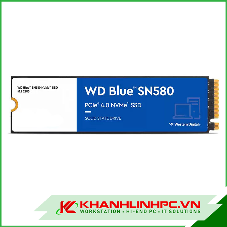 Ổ cứng SSD WD SN580 Blue 250GB M.2 2280 PCIe NVMe 3x4 (Đọc 4000MB/s Ghi 2000MB/s/ WDS250G3B0E