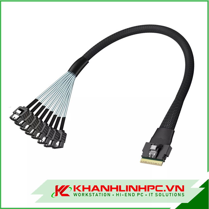 Dây Cáp SlimSAS Cable SFF-8654 to 8 x SATA Breakout Cable RAID HD 0.5 m