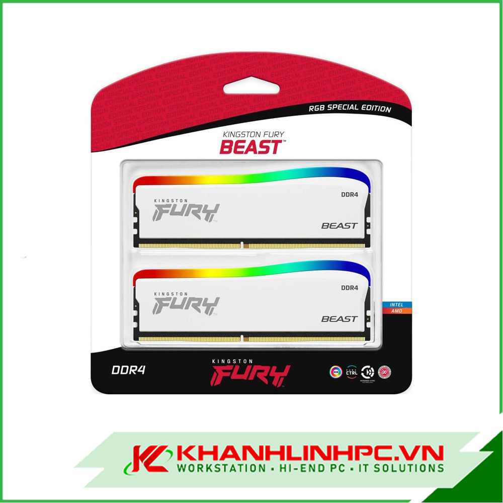 Ram Kingston Fury Beast RGB White SE (KF436C17BWAK2/16) 8GB (2x8GB) DDR4 3600Mhz