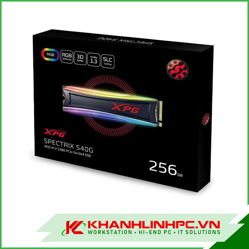SSD XPG Spectrix S40G RGB 256GB PCIe Gen 3.1x4