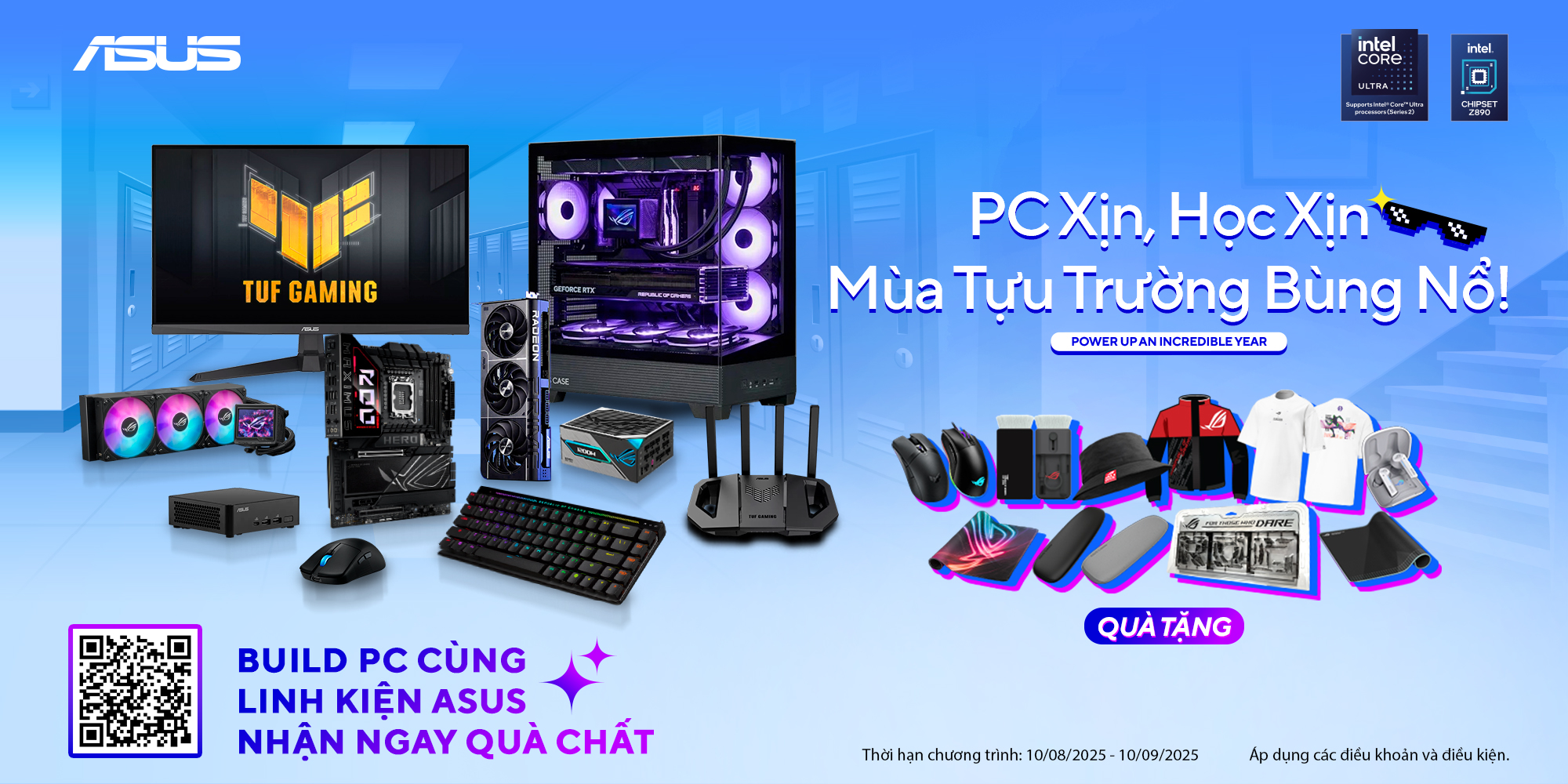 pc xịn, học xin – mùa tượu trường bùng nổ nhận ngay quà chất khi build pc cùng linh kiện asus